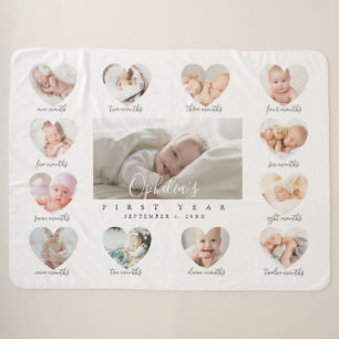 Baby's First Year Heart Photo Keepsake Collage Sherpa Blanket