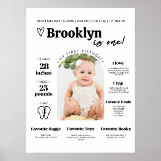 Baby's First Year Milestone Board Template 1st Bda Poster