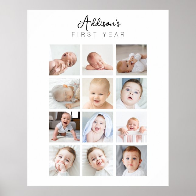 Baby's First Year Monthly Minimal Photo Poster (Front)