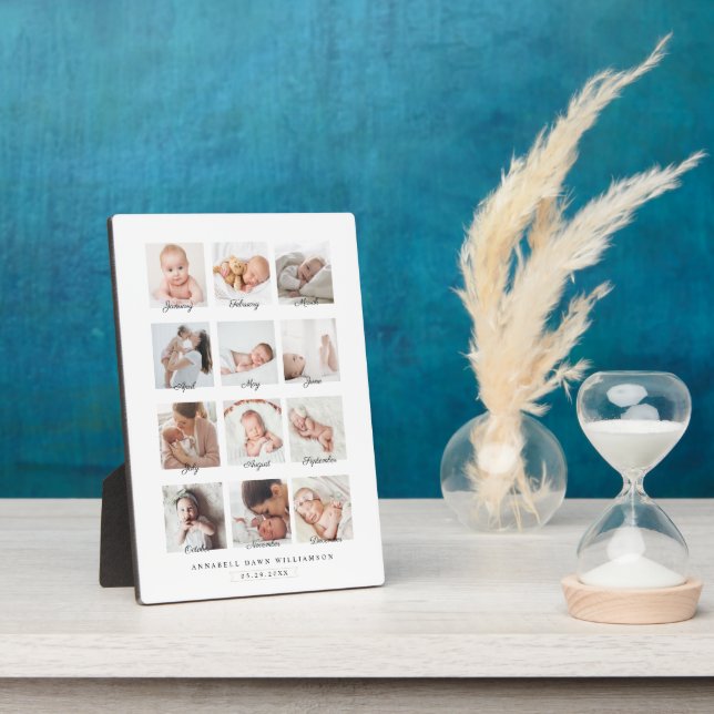 Baby's First Year Monthly Photo Collage Keepsake Plaque (Side)