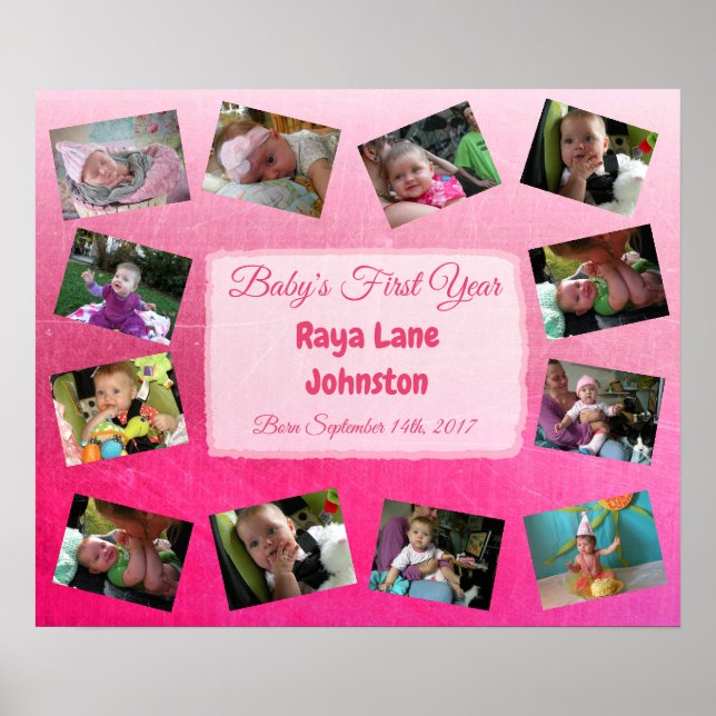 Baby's First Year Personalized Poster (Front)
