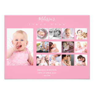 Baby's First Year Photo Collage Keepsake Girl Print