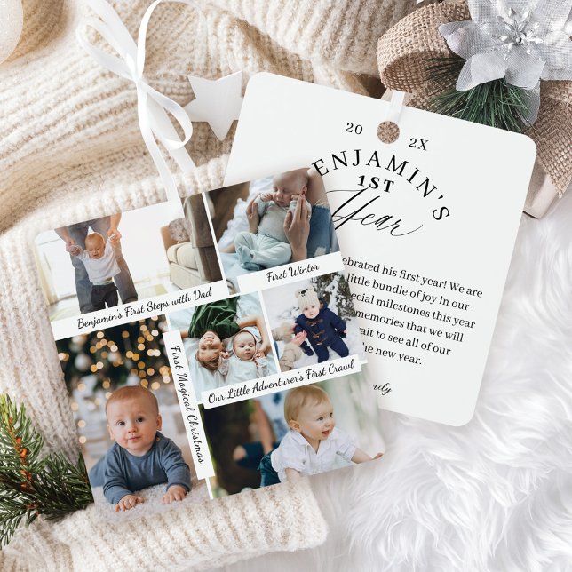 Baby's First Year Photo Gallery Special Highlights Metal Ornament (Baby's First Year Photo Gallery Special Highlights Metal Ornament Front & Back)