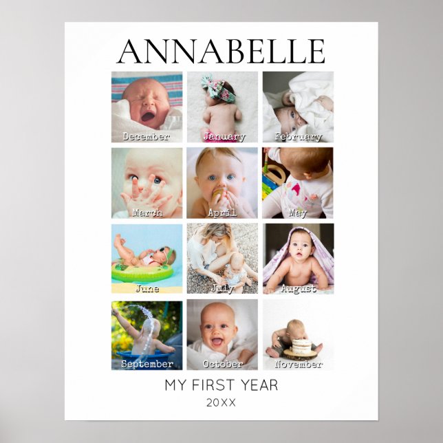 baby's first year photos collage year in pictures poster (Front)