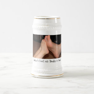 Baby's foot on Daddy's foot Beer Stein