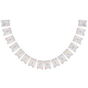 Baby's Grace Blue and Pink Striped Baby Shower Bunting Flags