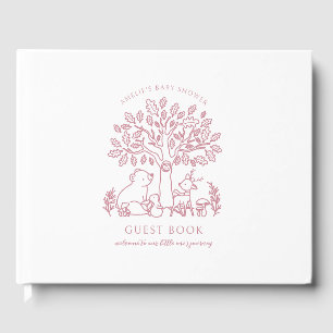 Baby's Journey Pink Woodland Animals Baby Shower Guest Book