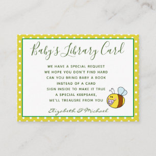 Babys Library Book Request Card BEE Buzzing Ba-Bee