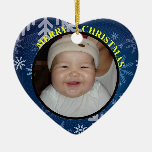Baby's Merry Christmas Photo Ornament (Front)
