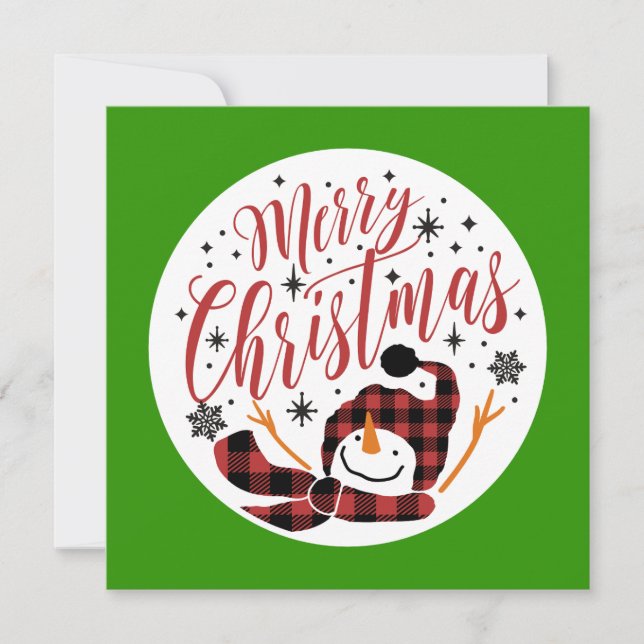 Baby's Merry Snowman First Christmas Unique Photo Holiday Card (Front)