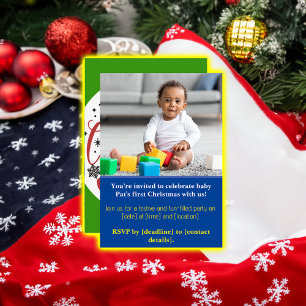 Baby's Merry Snowman First Christmas Unique Photo Invitation