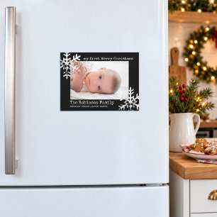 Baby's My First Christmas Photo Black Snowflake