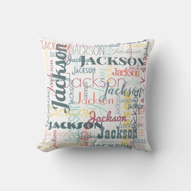 Baby's Names Pattern Typography Neutral Colours Throw Pillow (Front)