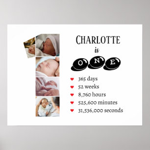 Baby's One Year Photo Collage Nursery Wall Art