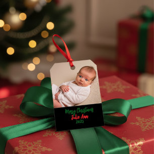 BABY'S Photo First Christmas Personalize Gift Tags