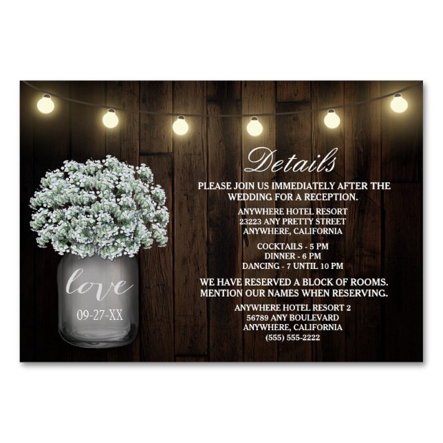 Babys Respiration Mariage Réception Logement Carte (Devant)