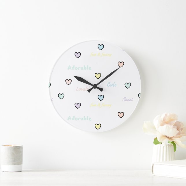 Baby's Room Clock with Tiny Pastel Hearts HAMbyWG (Home)