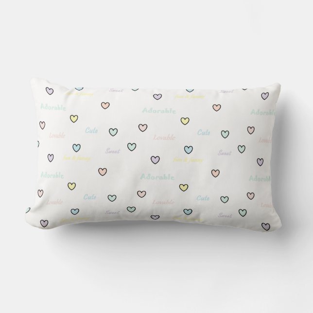 Baby's Room Pillow with Tiny Pastel Hearts HAMbyWG (Front)