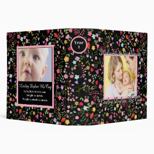 Baby's Year One Pink Floral Personalized Photo Binder