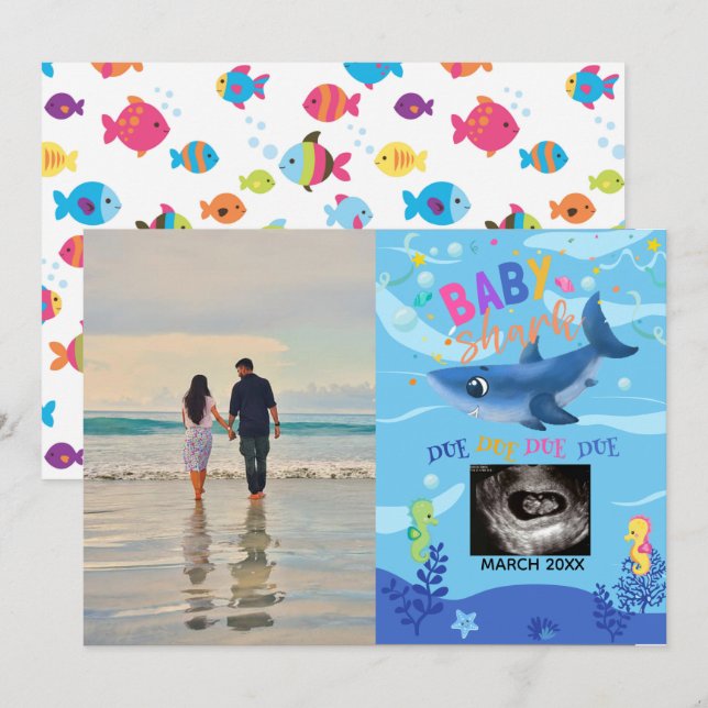 BabyShark Ultrasound Photo Pregnancy Announcement (Front/Back)