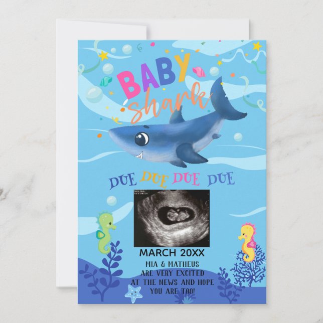 BabyShark Ultrasound Photo Pregnancy Announcement (Front)