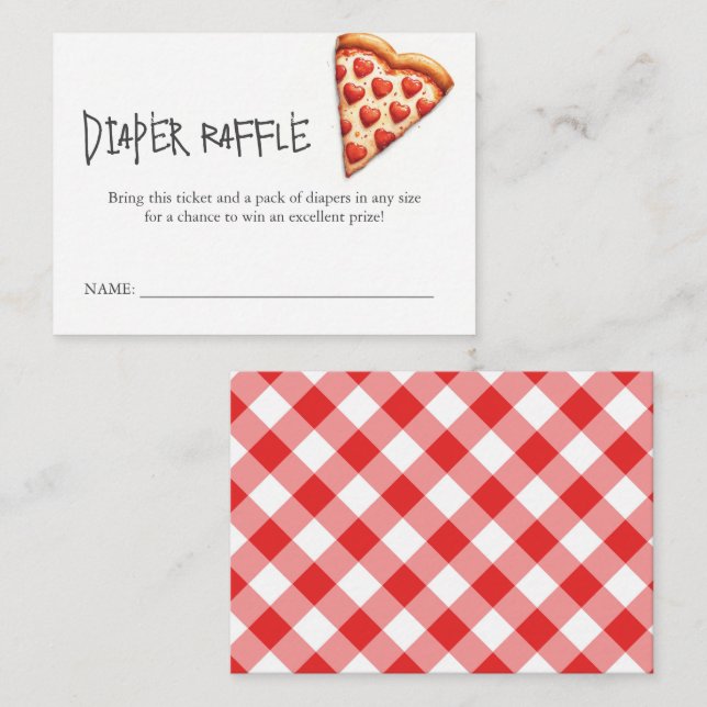 Babyshower Cartes de fermeture Diaper Raffle Pizza (Devant / Derrière)