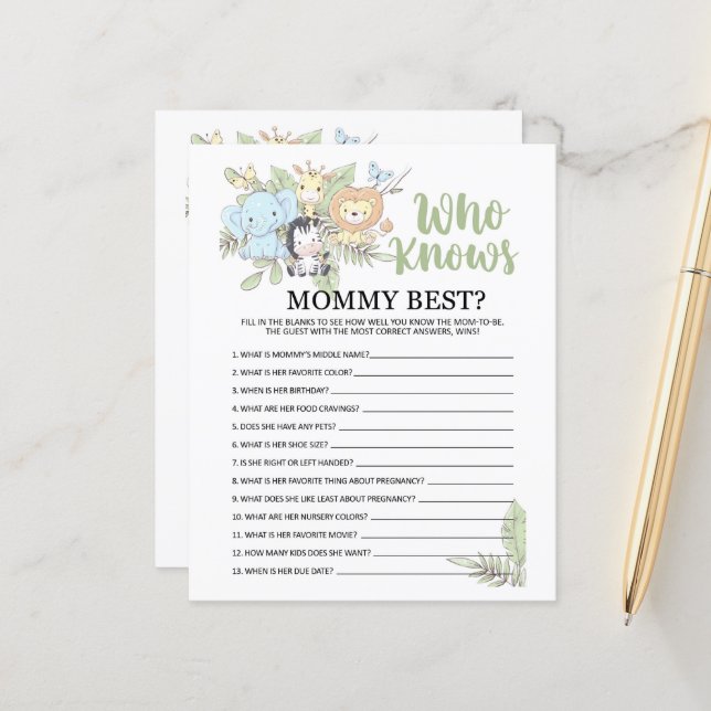 BabyShower Game who know Mommy/Daddy on back (Front/Back In Situ)