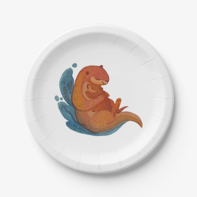 babyshower sea otter theme plates (Front)