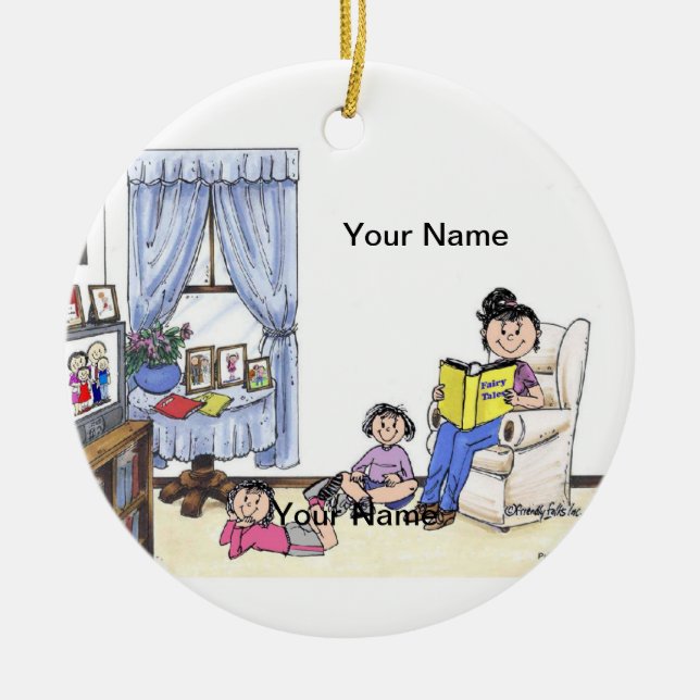 Babysitter, 2 Girls Ceramic Ornament (Front)