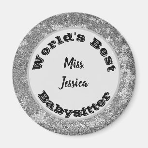 Babysitter Appreciation Marbled Silver Thank You Magnet