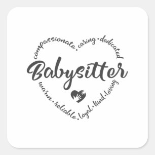 Babysitter, baby sitter, nanny, au pair square sticker