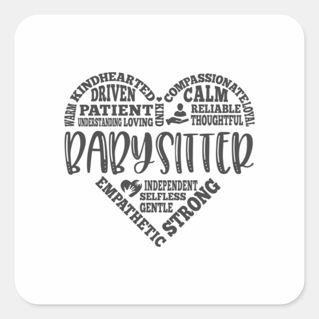 Babysitter, baby sitter, nanny, au pair square sticker (Front)