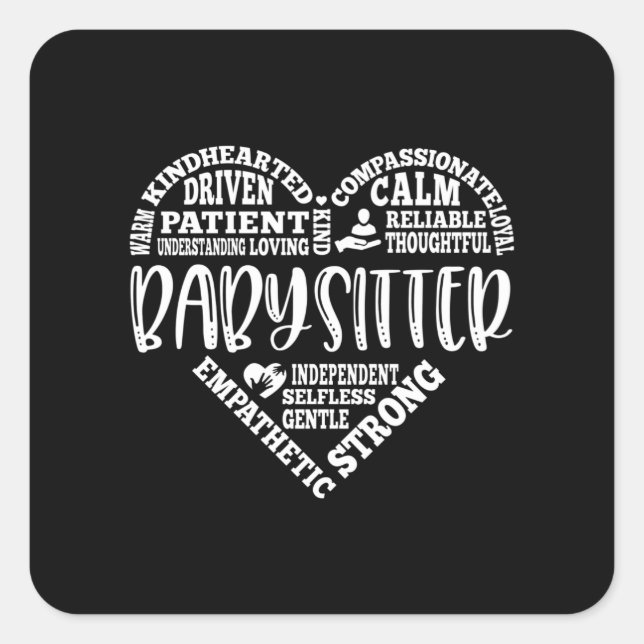 Babysitter, baby sitter, nanny, au pair square sticker (Front)