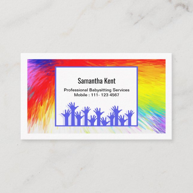 Babysitter Burst of Colours Business Card (Front)