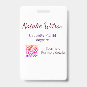 Babysitter child daycare nanny add name details q  badge