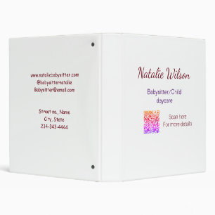 Babysitter child daycare nanny add name details q  binder