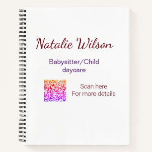 Babysitter child daycare nanny add name details q  notebook