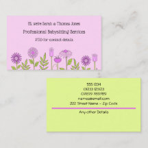 Babysitter Contact Floral Carte de visite