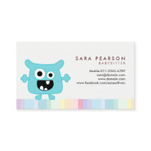 Babysitter Cute Cyan Monster Alien Business Card