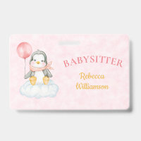 Babysitter Cute Penguin Business Name Tag