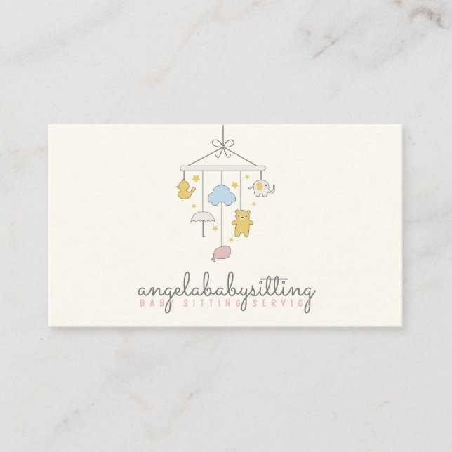 Babysitter Daycare Nursery child teacher logo Business Card (Front)