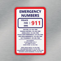 Babysitter Emergency Numbers List Contact Info