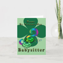 Babysitter happy St. Patricks day card shamrock