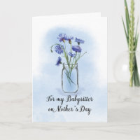Babysitter Mothers Day Cornflowers in Mason Jar