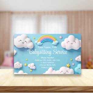 Babysitter Nanny Childcare Happy Clouds Business Card