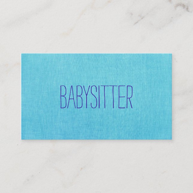 Babysitter or Nanny, Cute, Turquoise, Blue Business Card (Front)