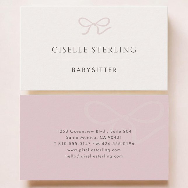 Babysitter Pink Bow Business Card (Creator Uploaded)