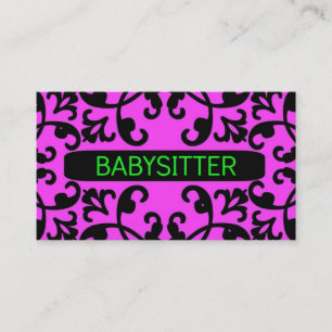 Babysitter Pink Damask Carte de visite
