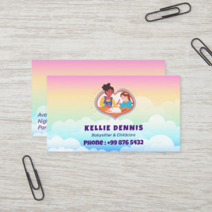 Babysitter Professional Business   Cute Rainbow Business Card