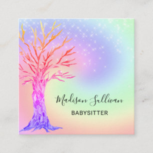 Babysitter Rainbow Colors Square Business Card